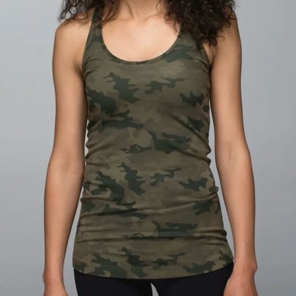 Lululemon Cool Racerback Tank Top Green Camo - Picture 1 of 4